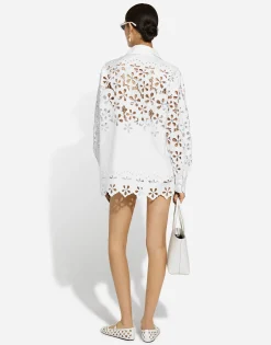 Oversize cotton shirt with cut-out detailing