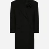 Oversize double-breasted coat in wool crepe