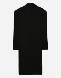 Oversize double-breasted coat in wool crepe
