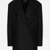 Oversize double-breasted wool baize jacket