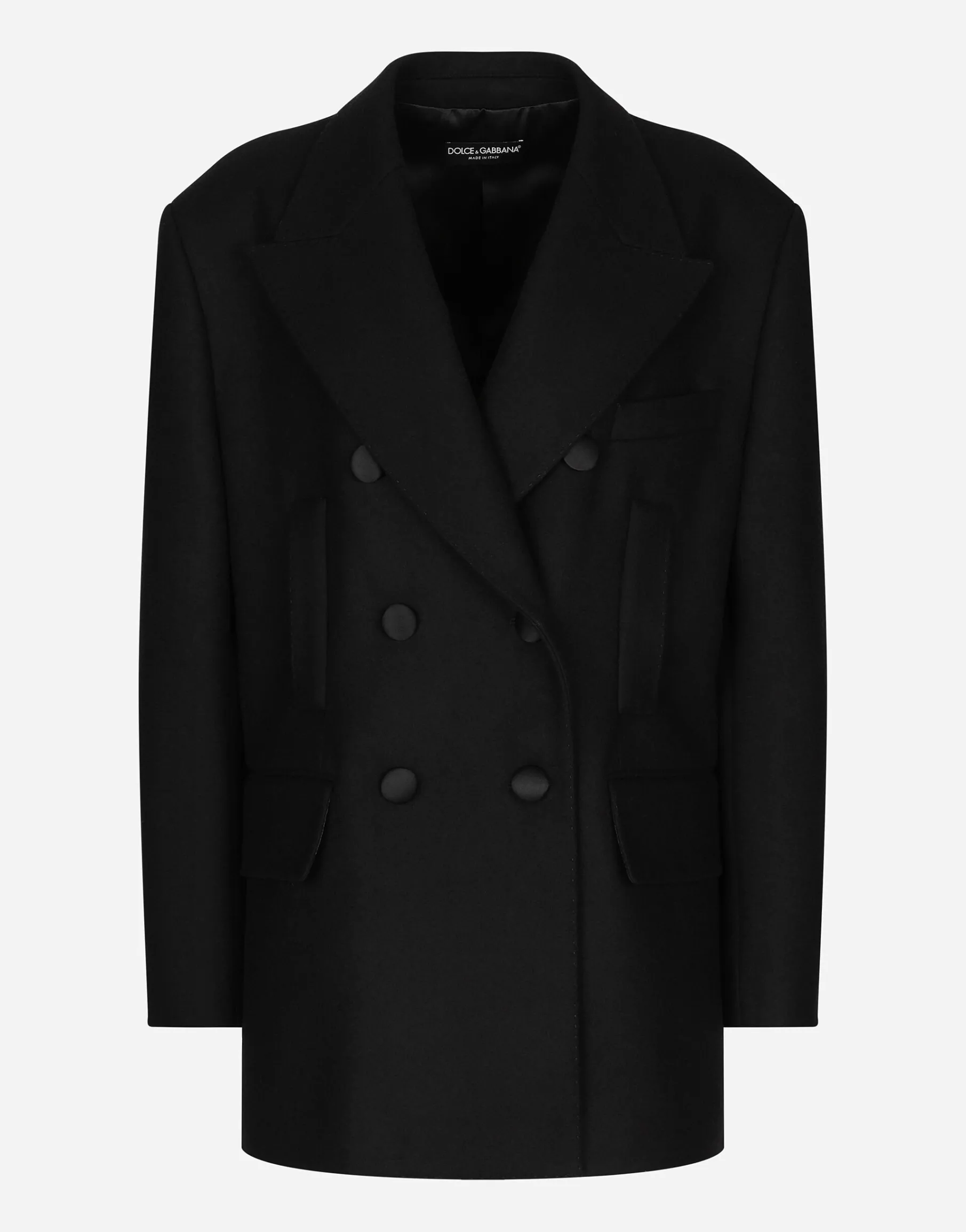 Oversize double-breasted wool baize jacket