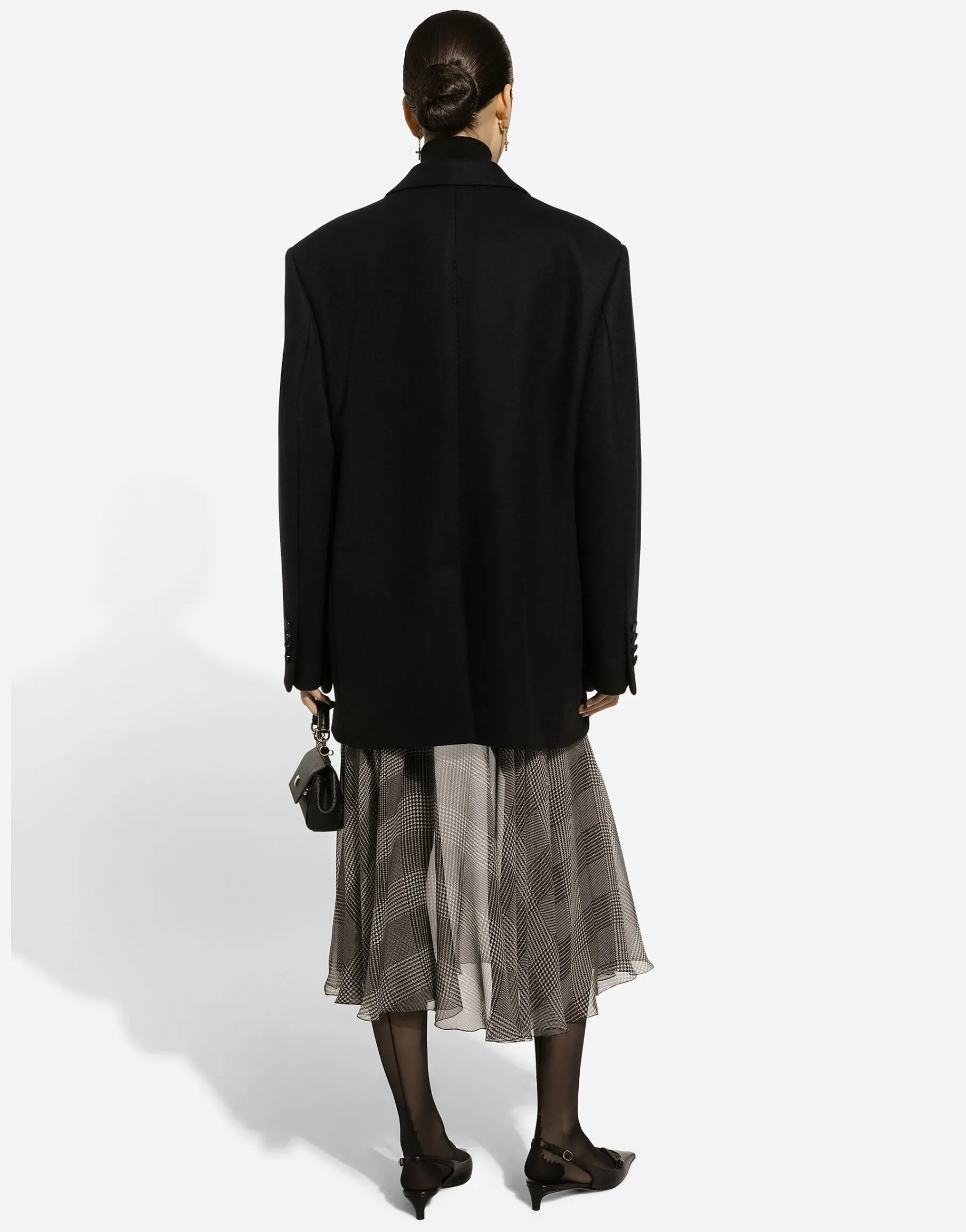 Oversize double-breasted wool baize jacket