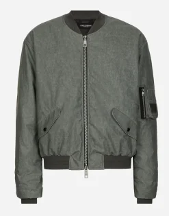 Oversize linen bomber jacket