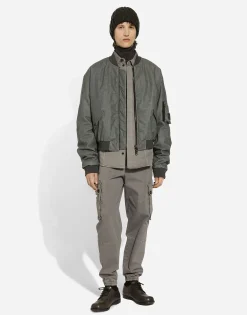 Oversize linen bomber jacket