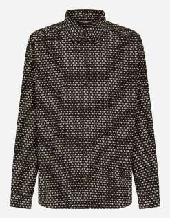 Oversize poplin shirt with DG logo print