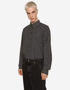 Oversize poplin shirt with DG logo print