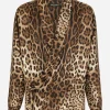 Oversize silk shirt with leopard print