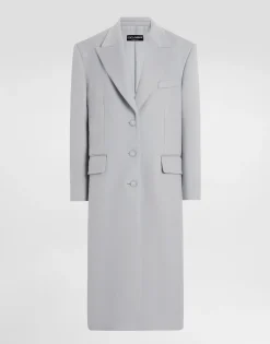 Oversize single-breasted cashmere baize coat