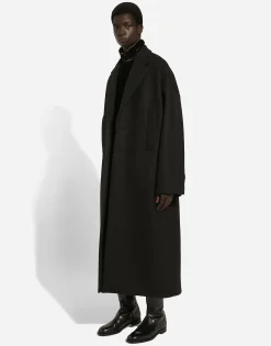 Oversize single-breasted wool coat