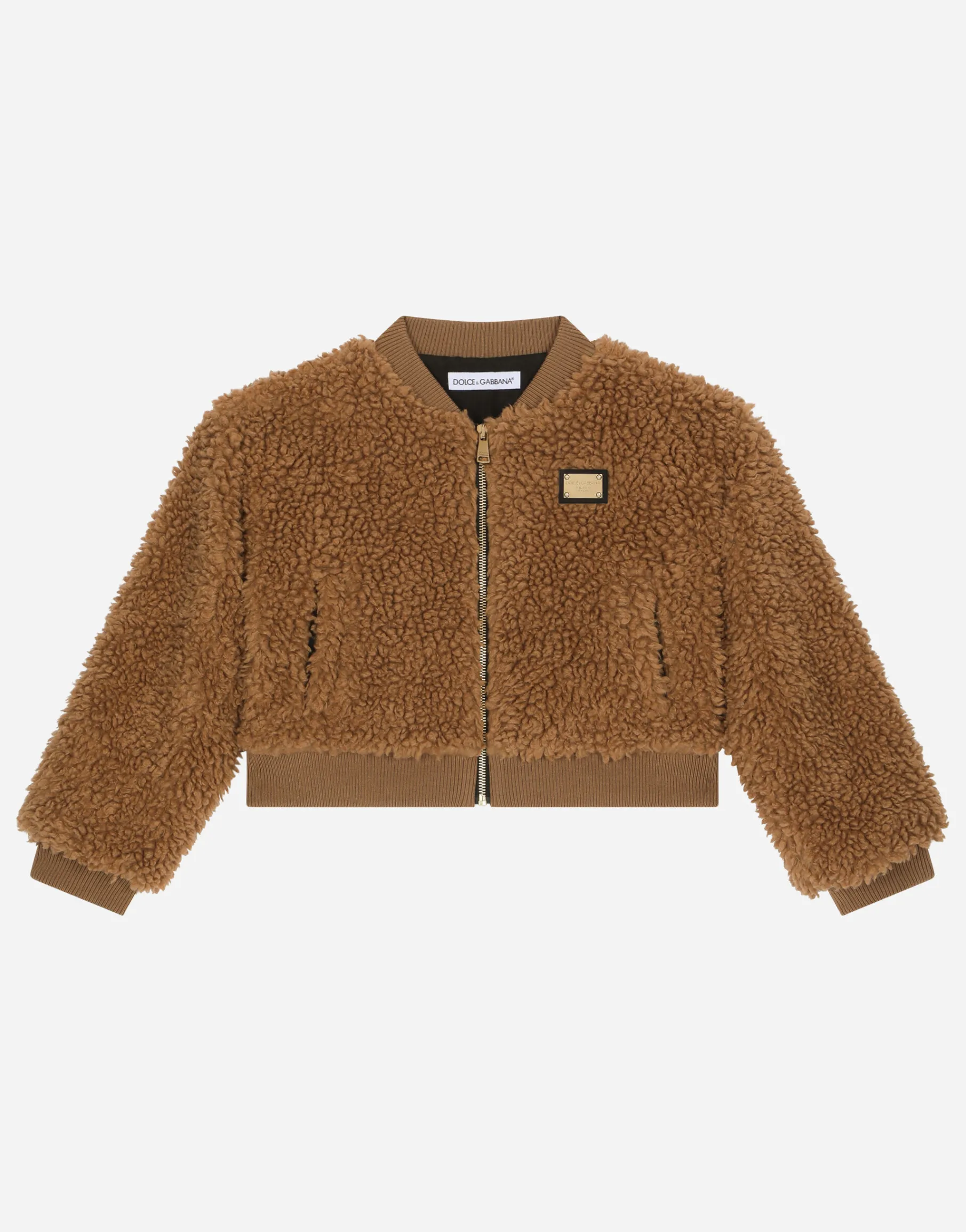 Padded faux shearling bomber jacket