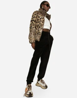 Padded leopard-print nylon jacket