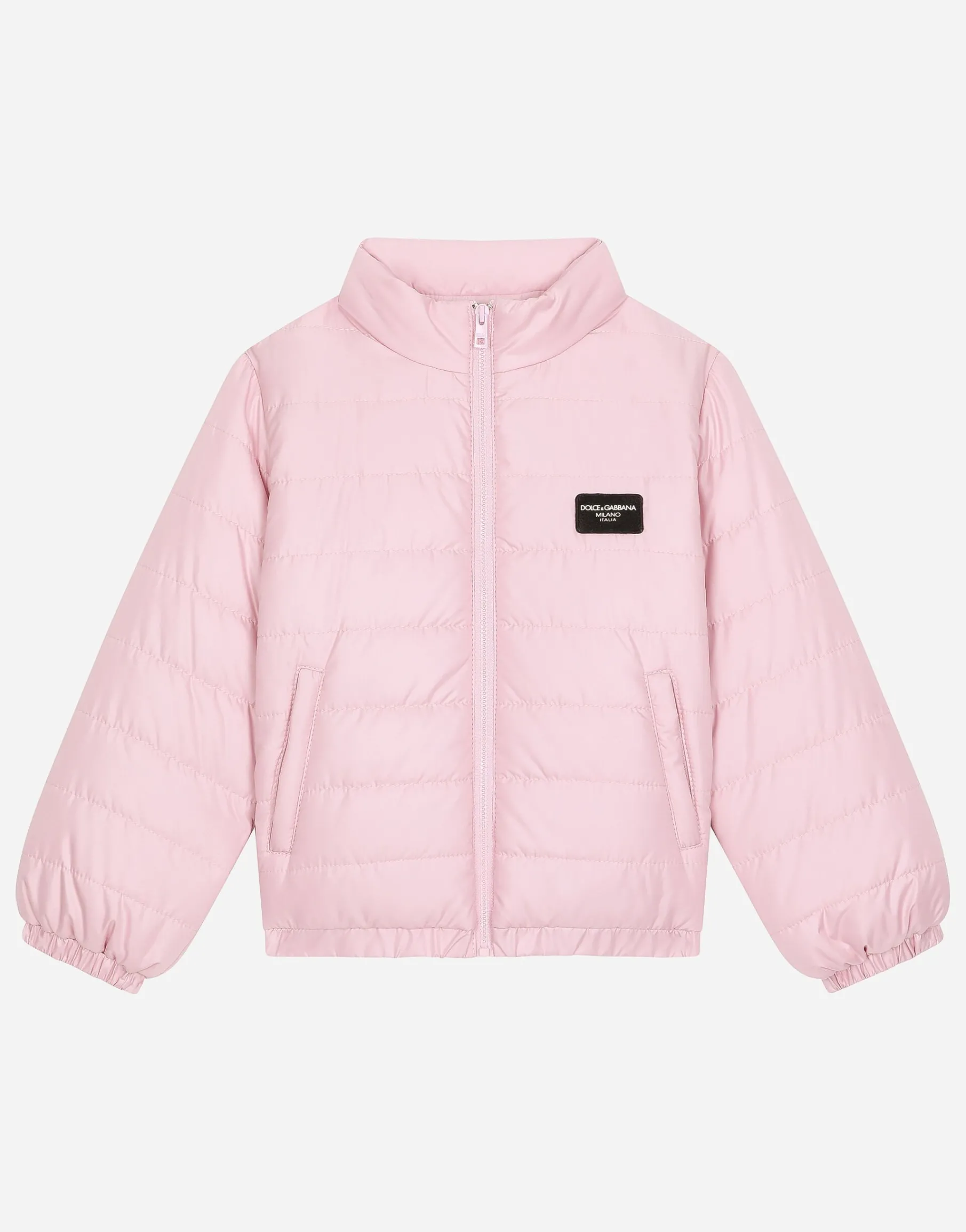 Padded nylon jacket with logo tag