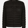 Padded satin jacket with shirt collar