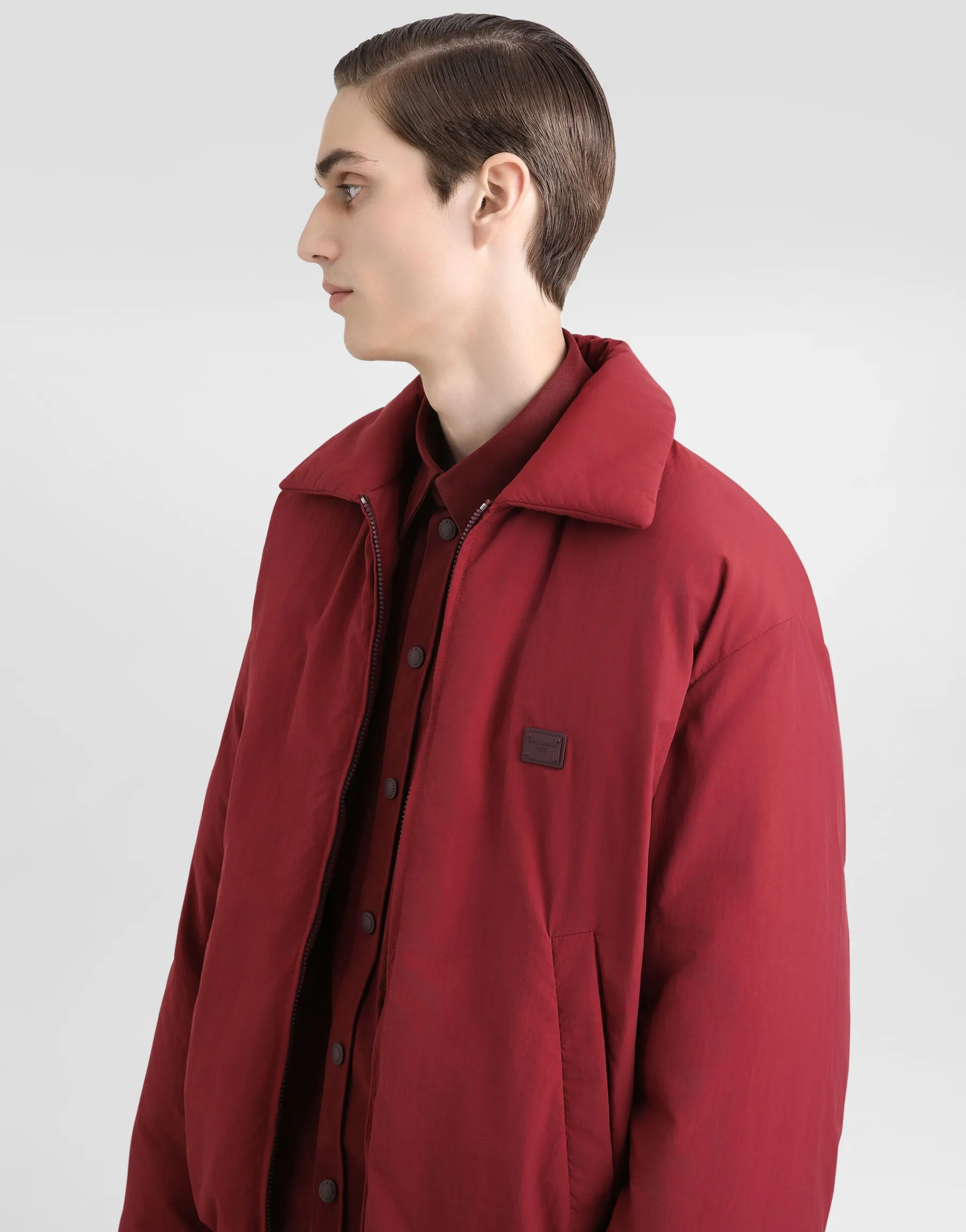 Padded technical fabric jacket with tag