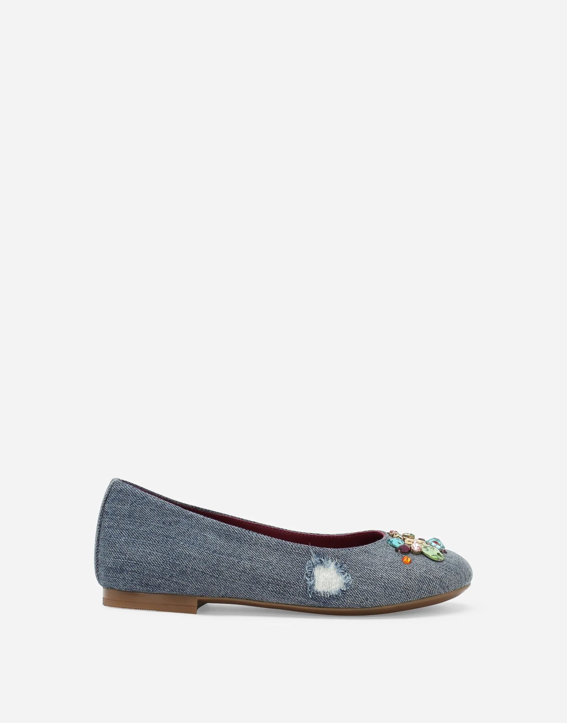 Patchwork denim ballet flats