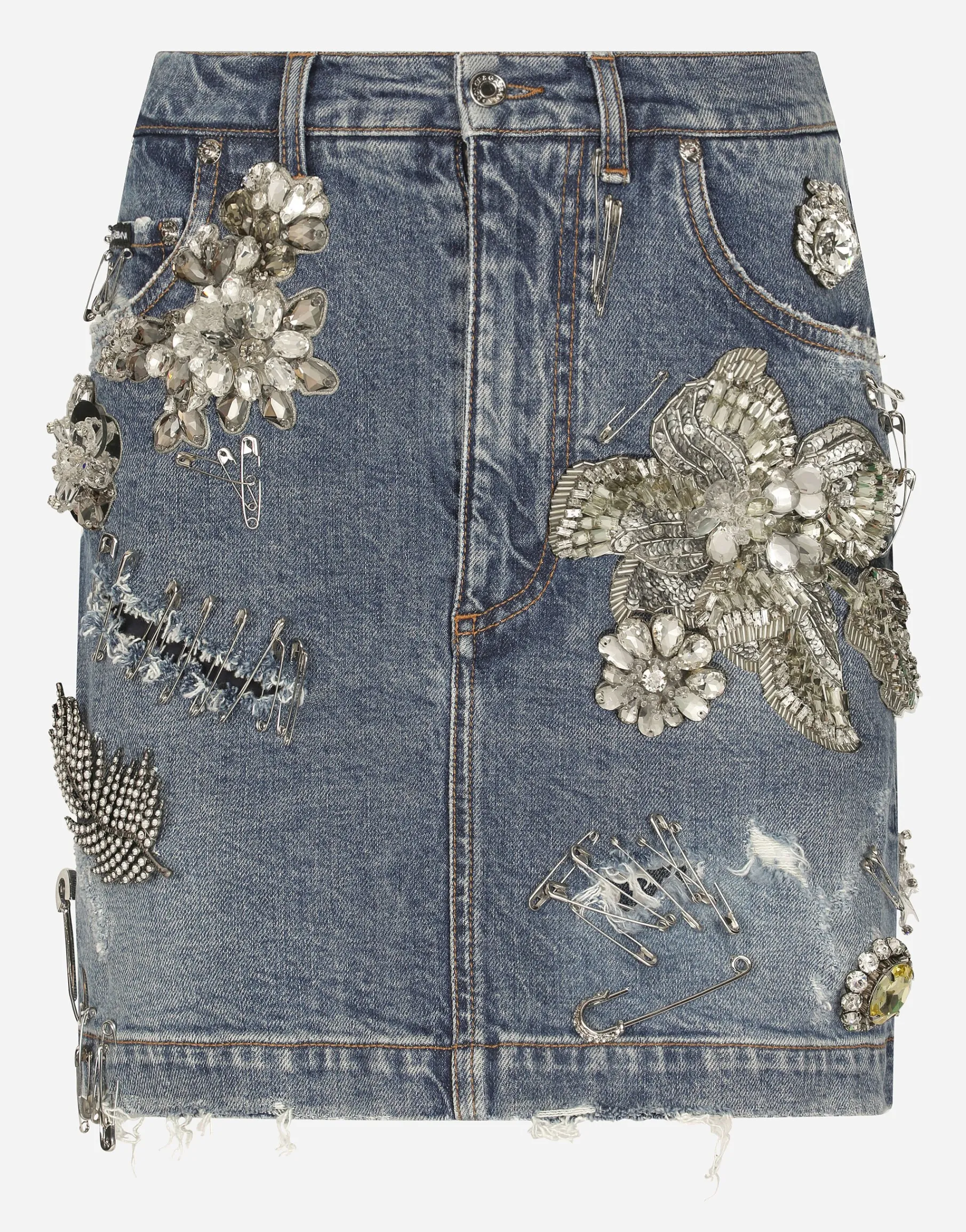 Patchwork denim miniskirt