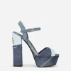 Patchwork denim platform sandals
