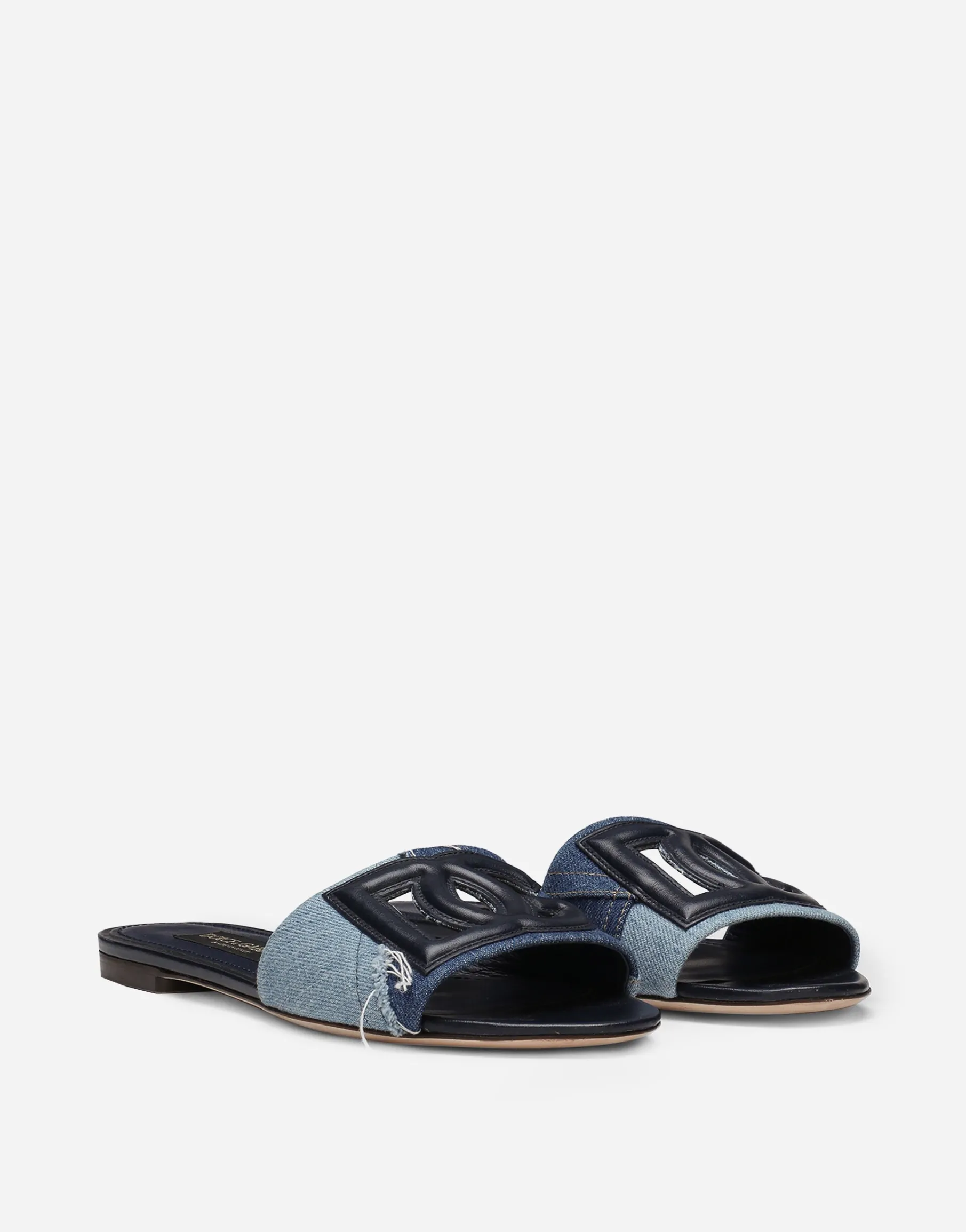 Patchwork denim slides with DG logo