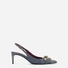 Patchwork denim slingbacks