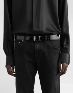 Patent calfskin belt