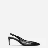 Patent leather and mesh slingbacks