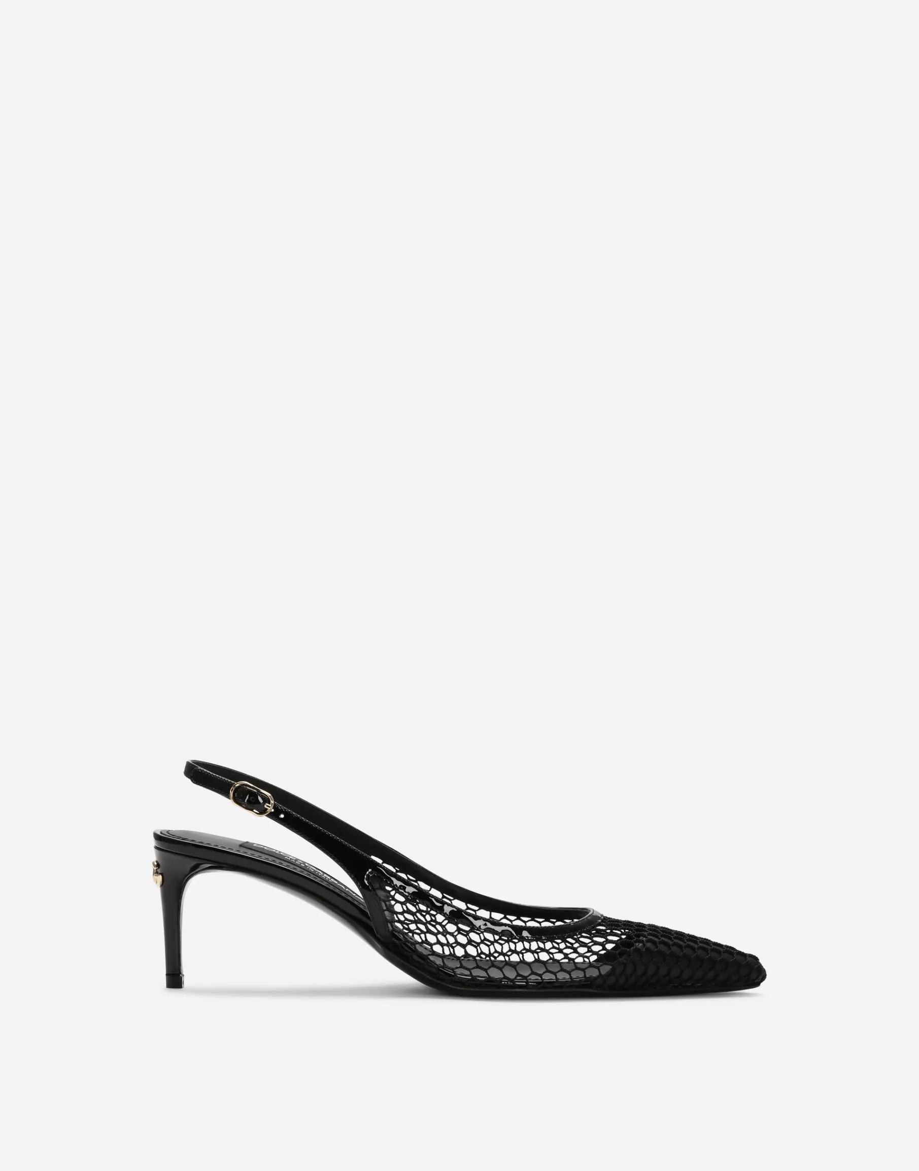 Patent leather and mesh slingbacks