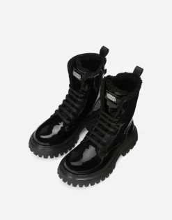 Patent leather ankle boots