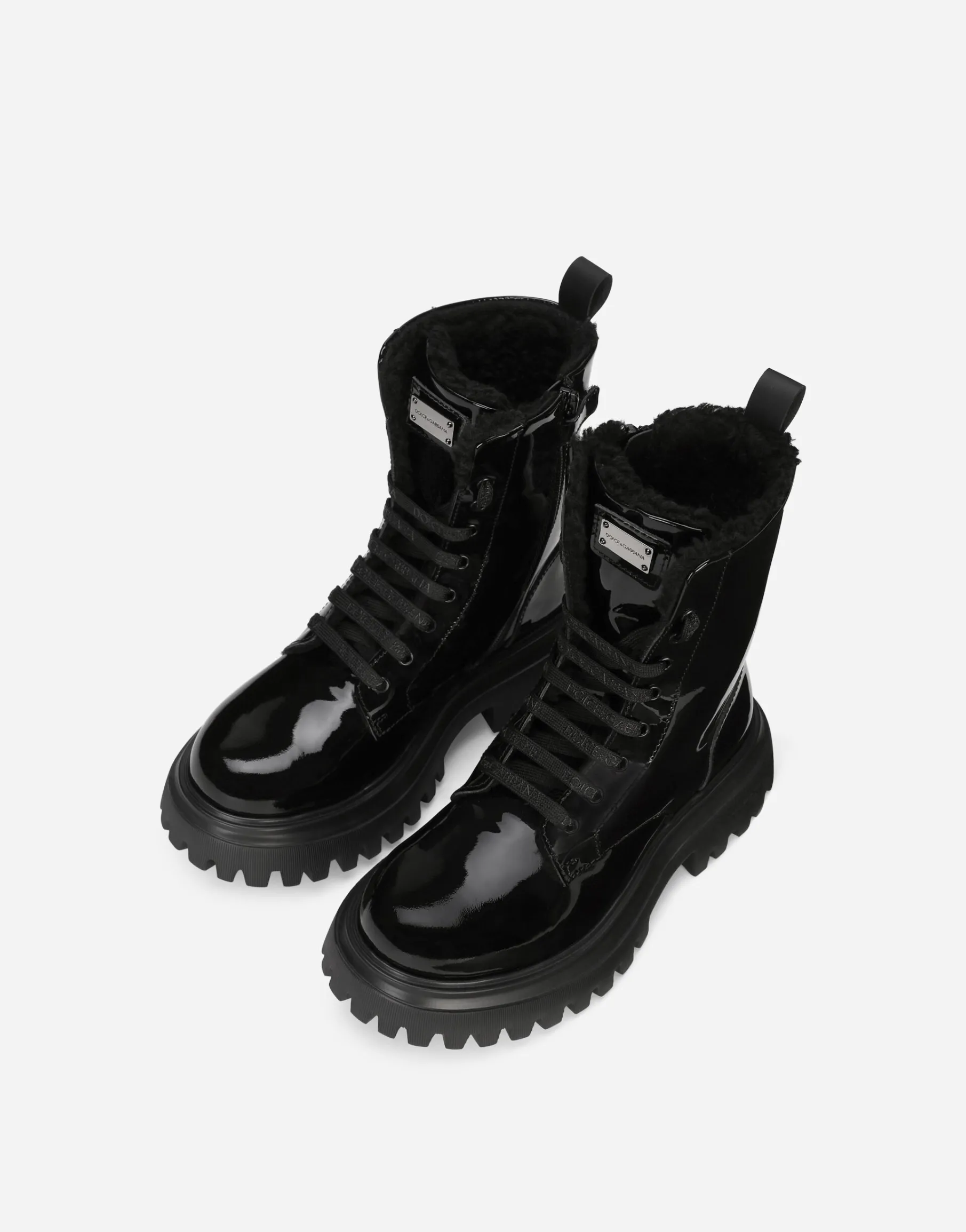 Patent leather ankle boots