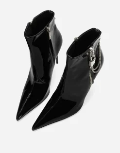 Patent leather ankle boots