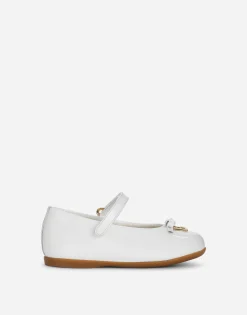 Patent leather ballet flats with metal DG logo