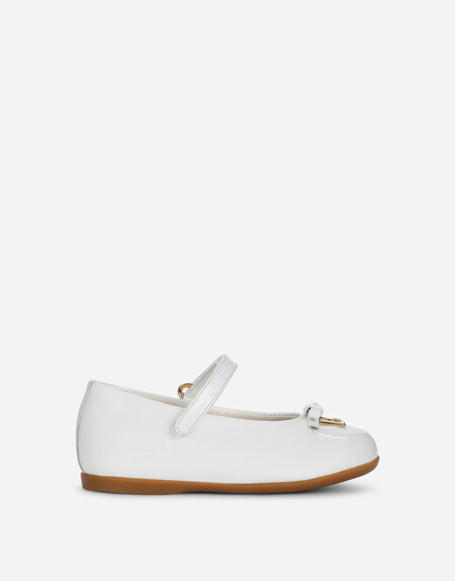 Patent leather ballet flats with metal DG logo