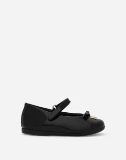 Patent leather ballet flats with metal DG logo