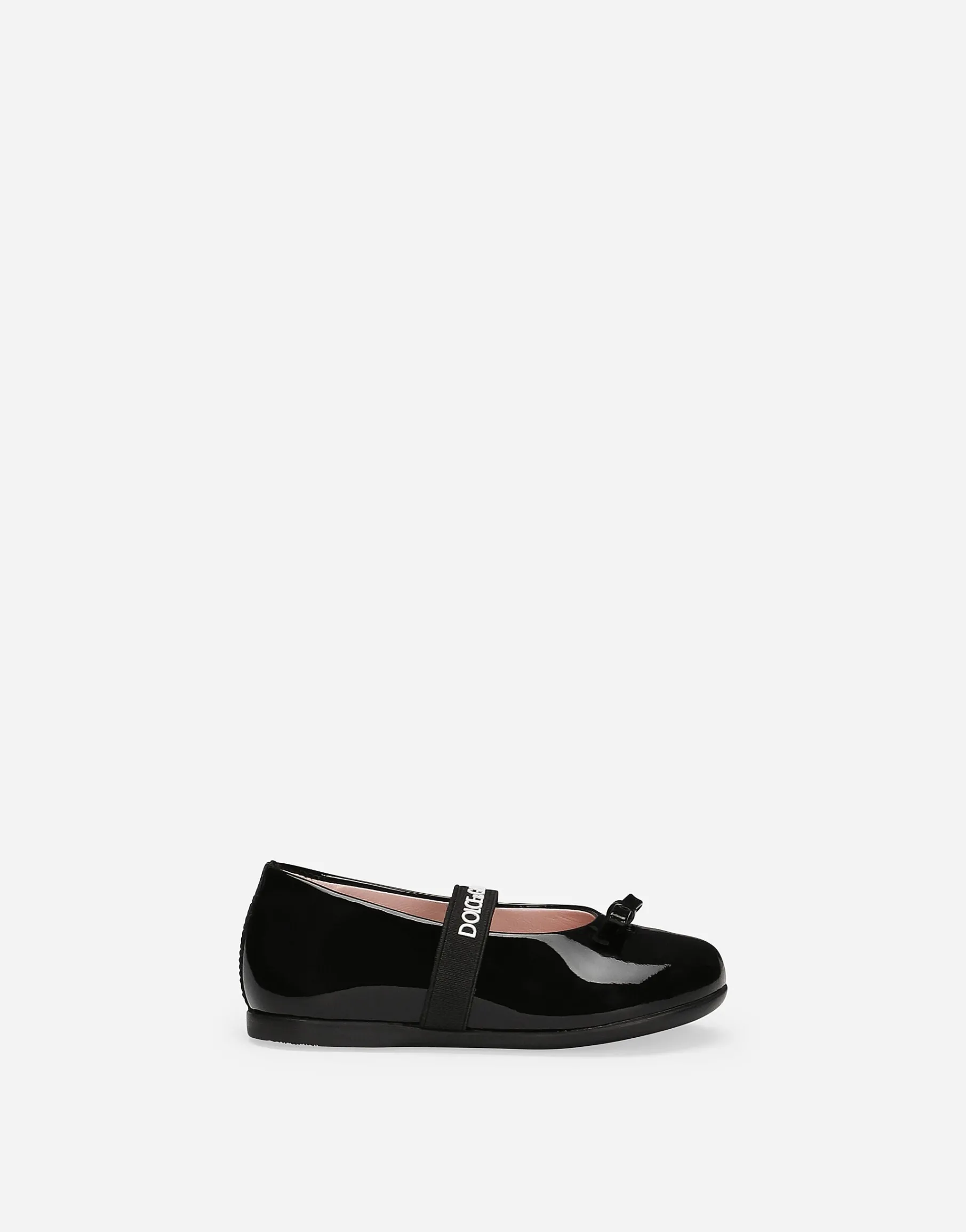 Patent leather ballet flats with bow
