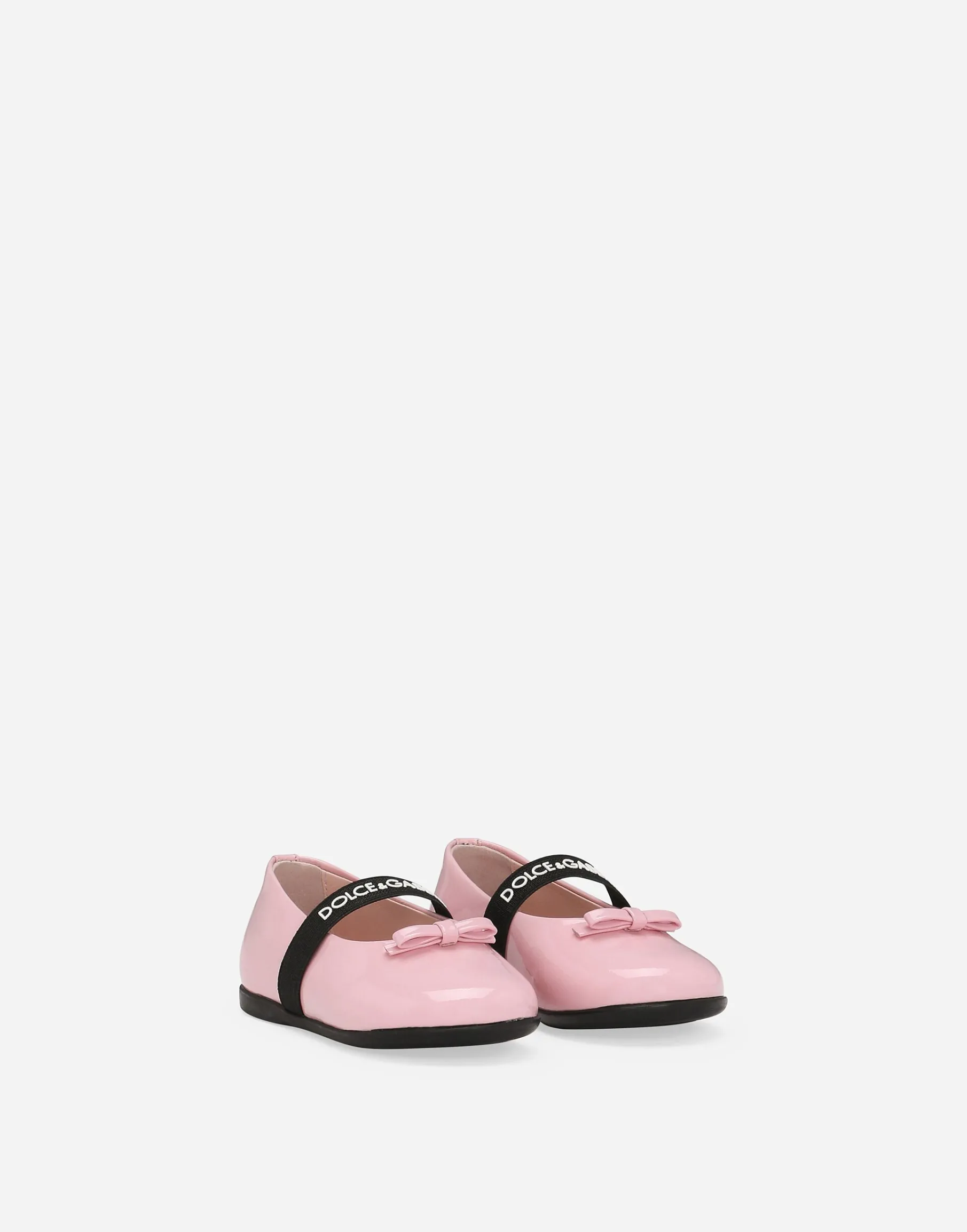 Patent leather ballet flats with bow
