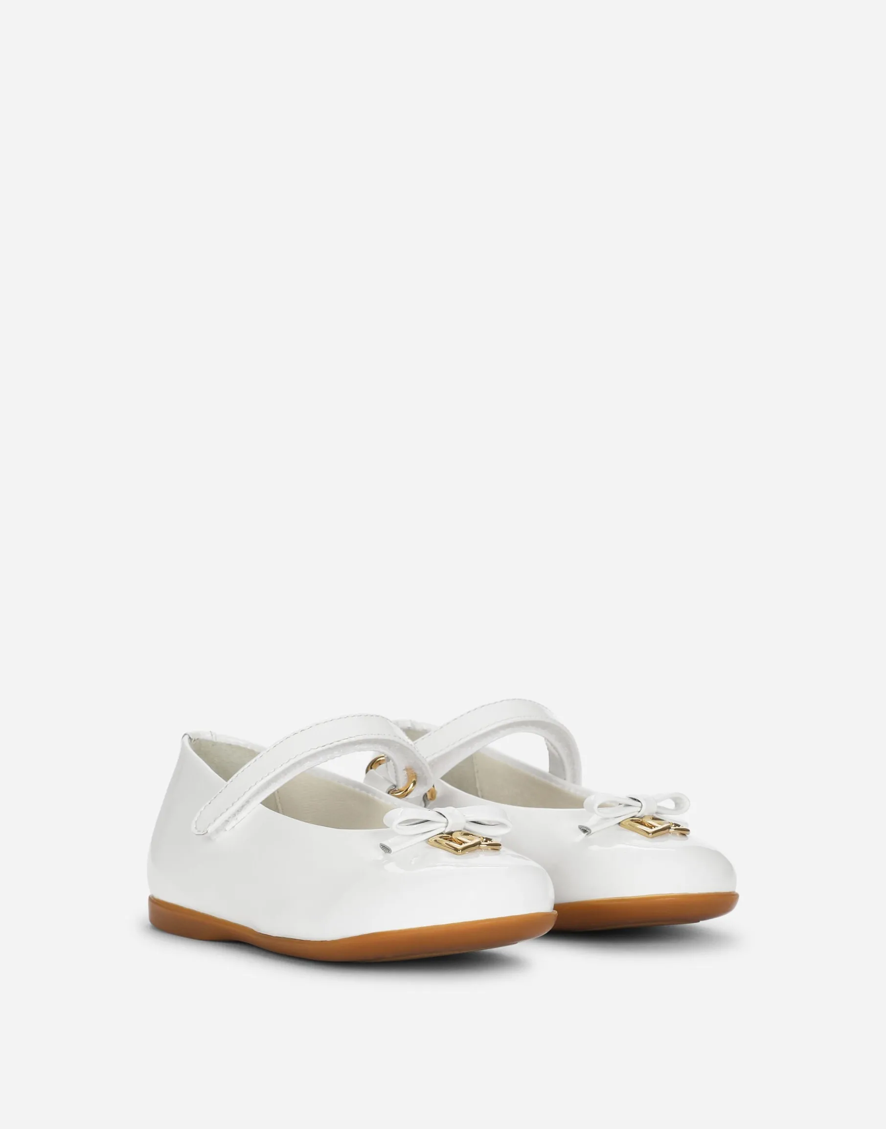 Patent leather ballet flats with metal DG logo