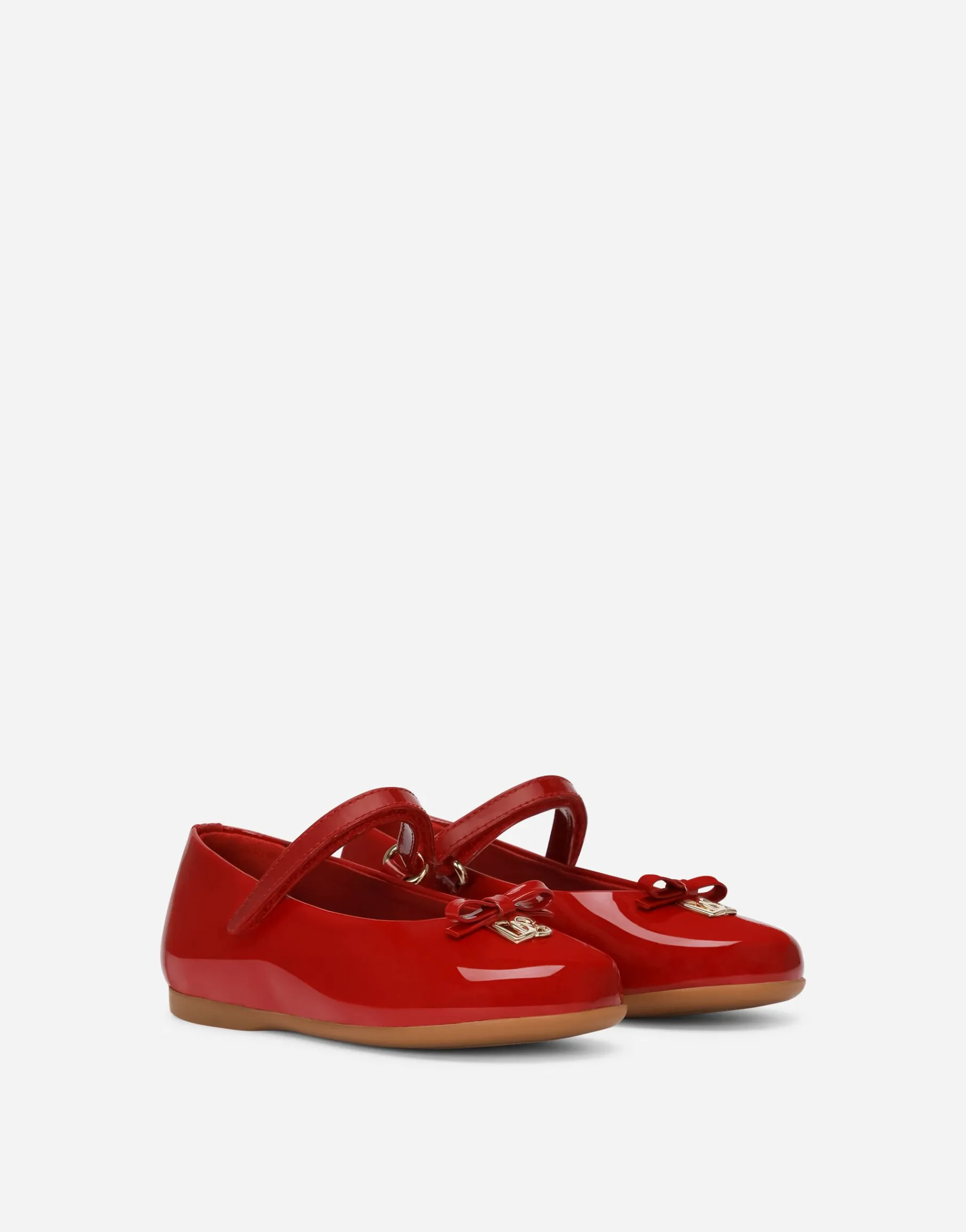 Patent leather ballet flats with metal DG logo