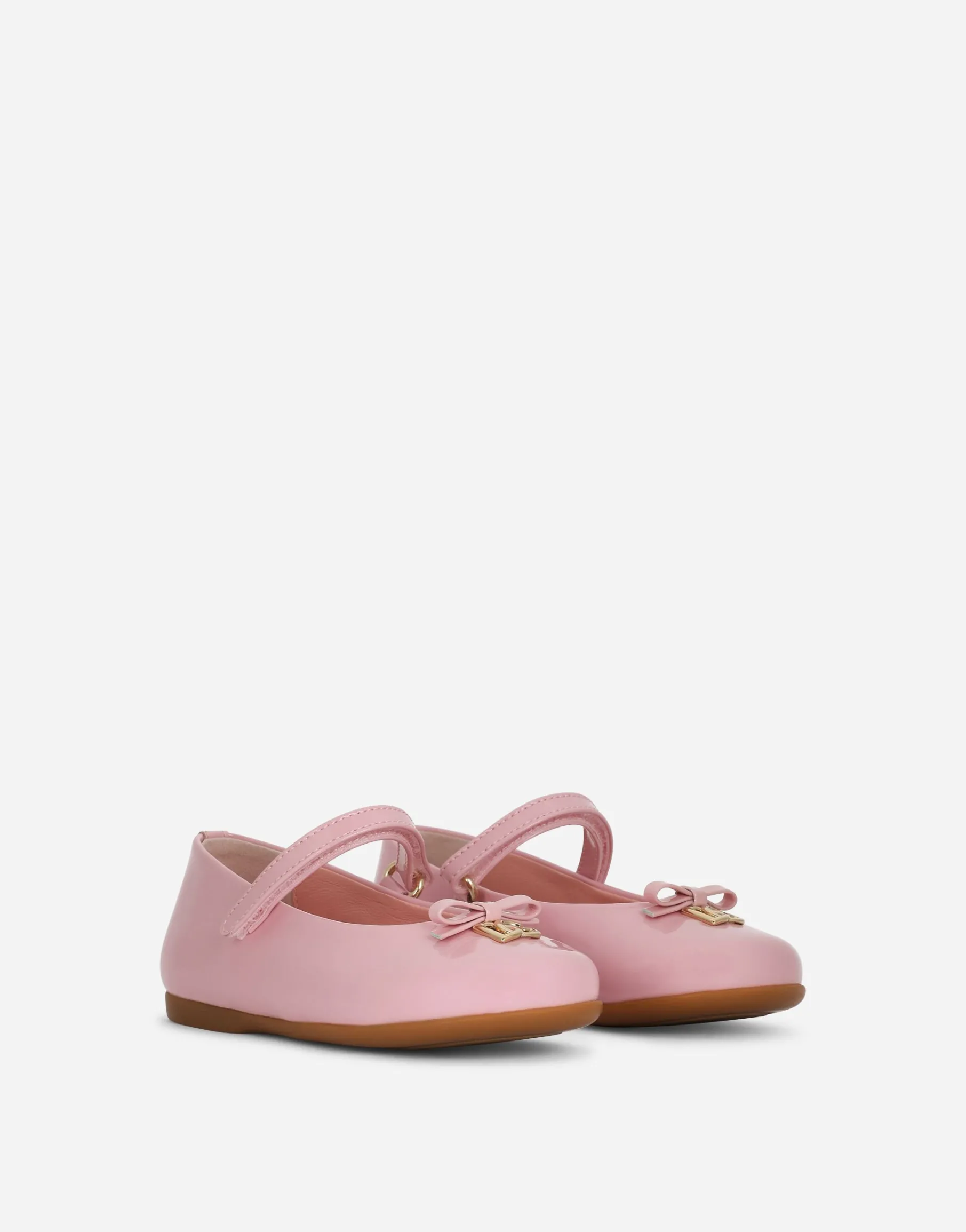 Patent leather ballet flats with metal DG logo