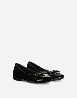 Patent leather ballet flats with metal DG logo