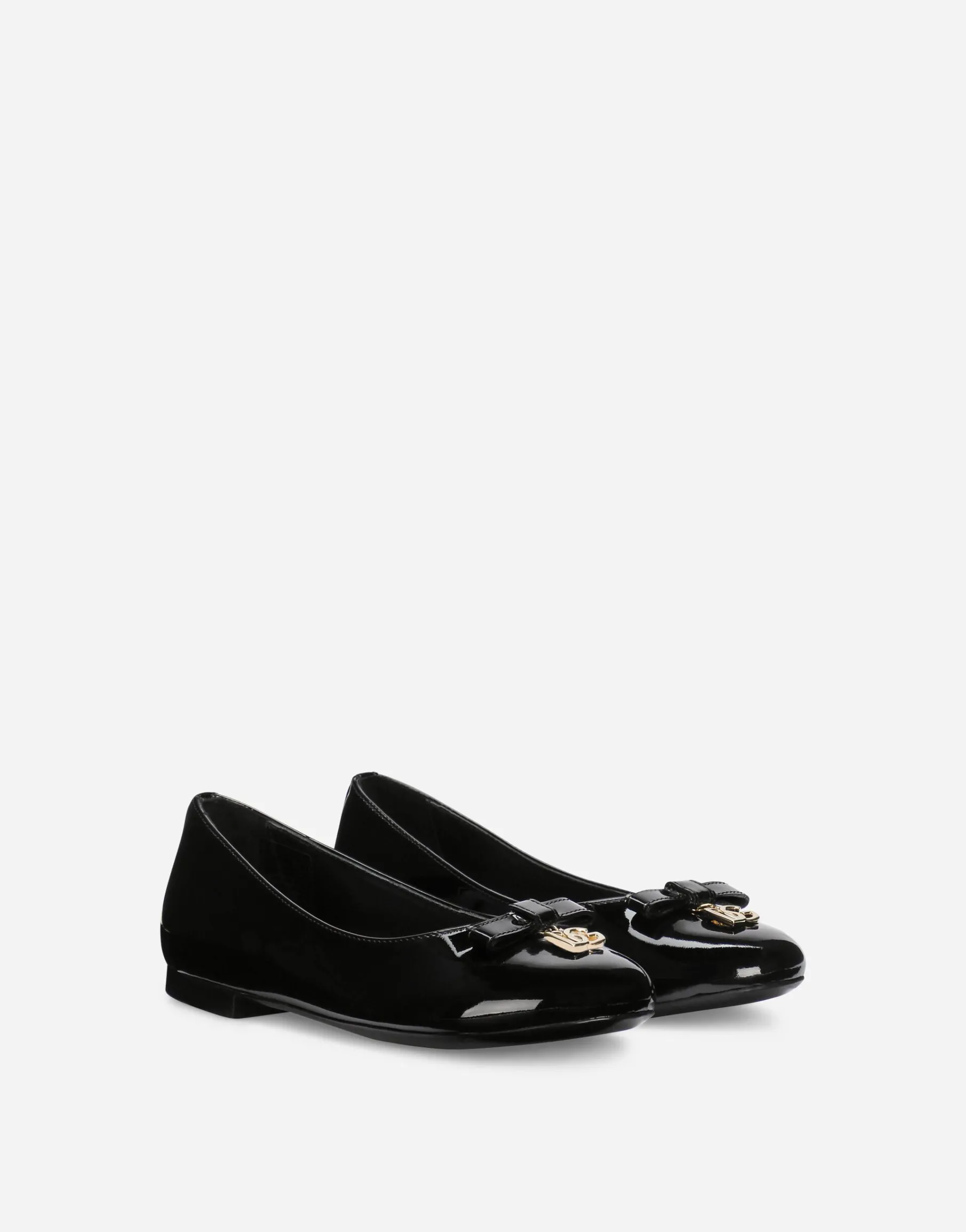 Patent leather ballet flats with metal DG logo