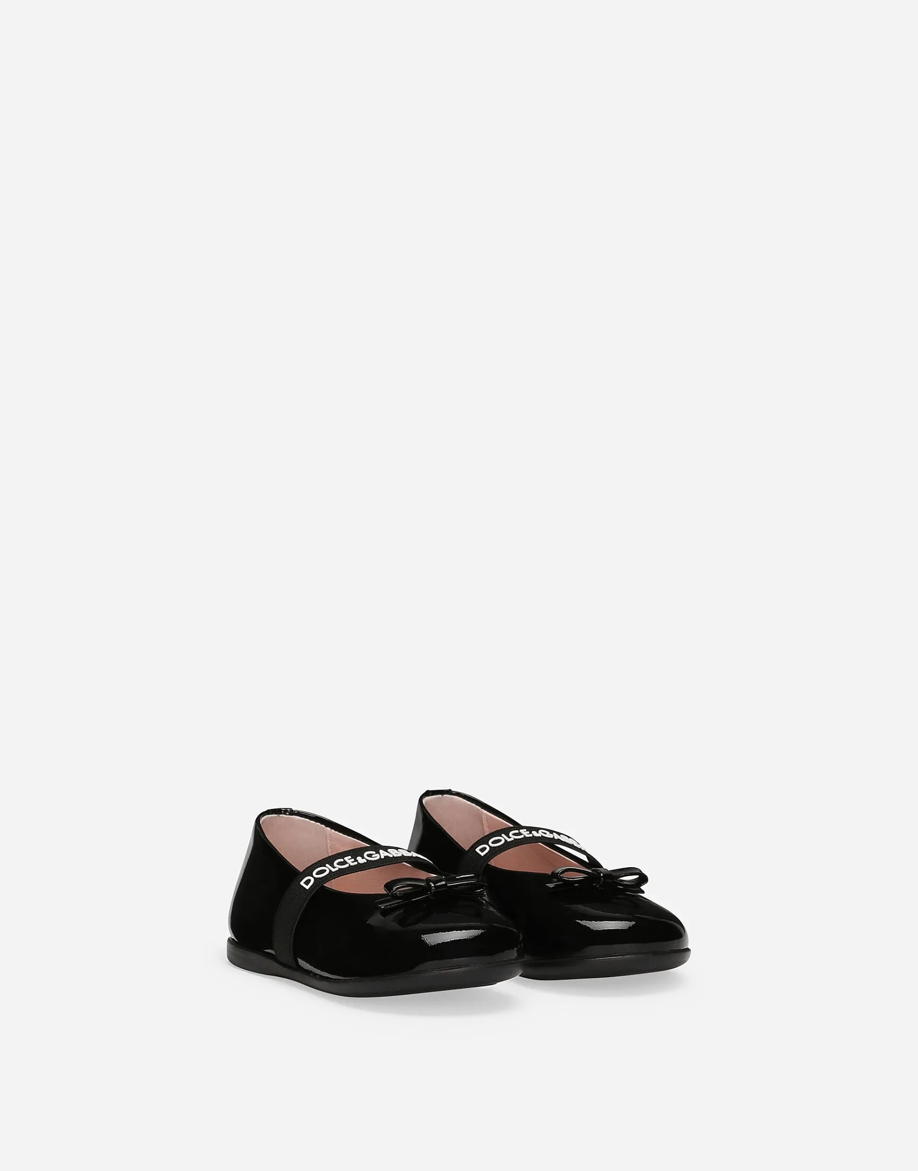 Patent leather ballet flats with bow