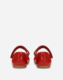 Patent leather ballet flats with metal DG logo
