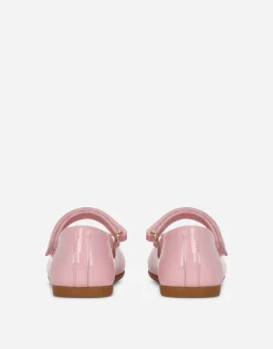 Patent leather ballet flats with metal DG logo