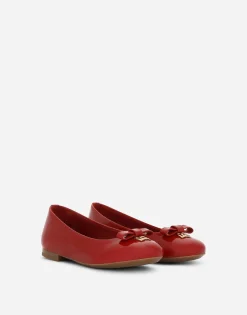 Patent leather ballet flats with metal DG logo