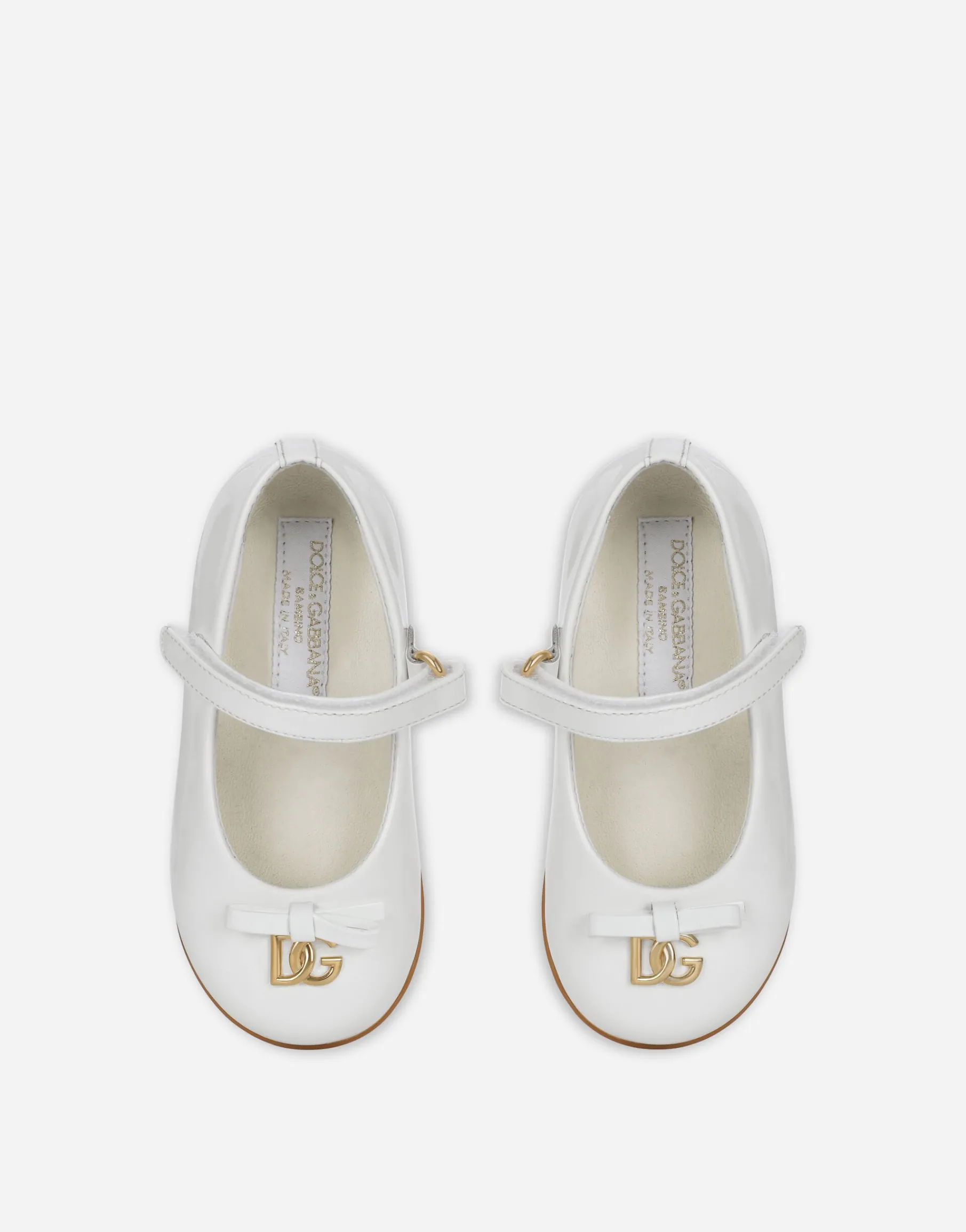 Patent leather ballet flats with metal DG logo