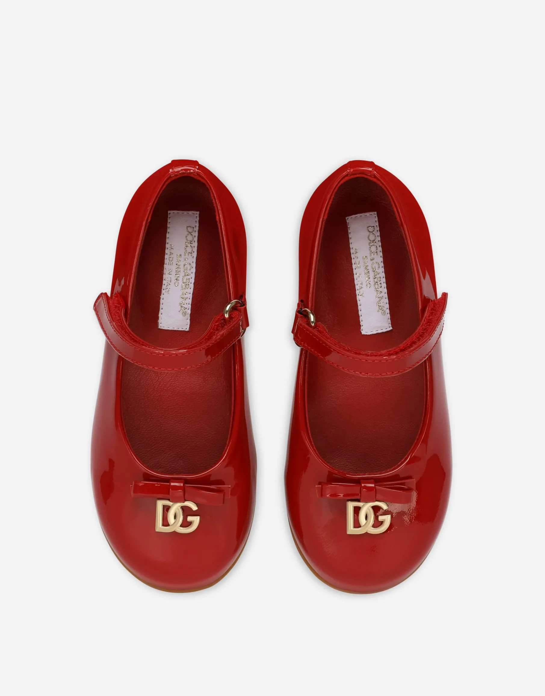 Patent leather ballet flats with metal DG logo