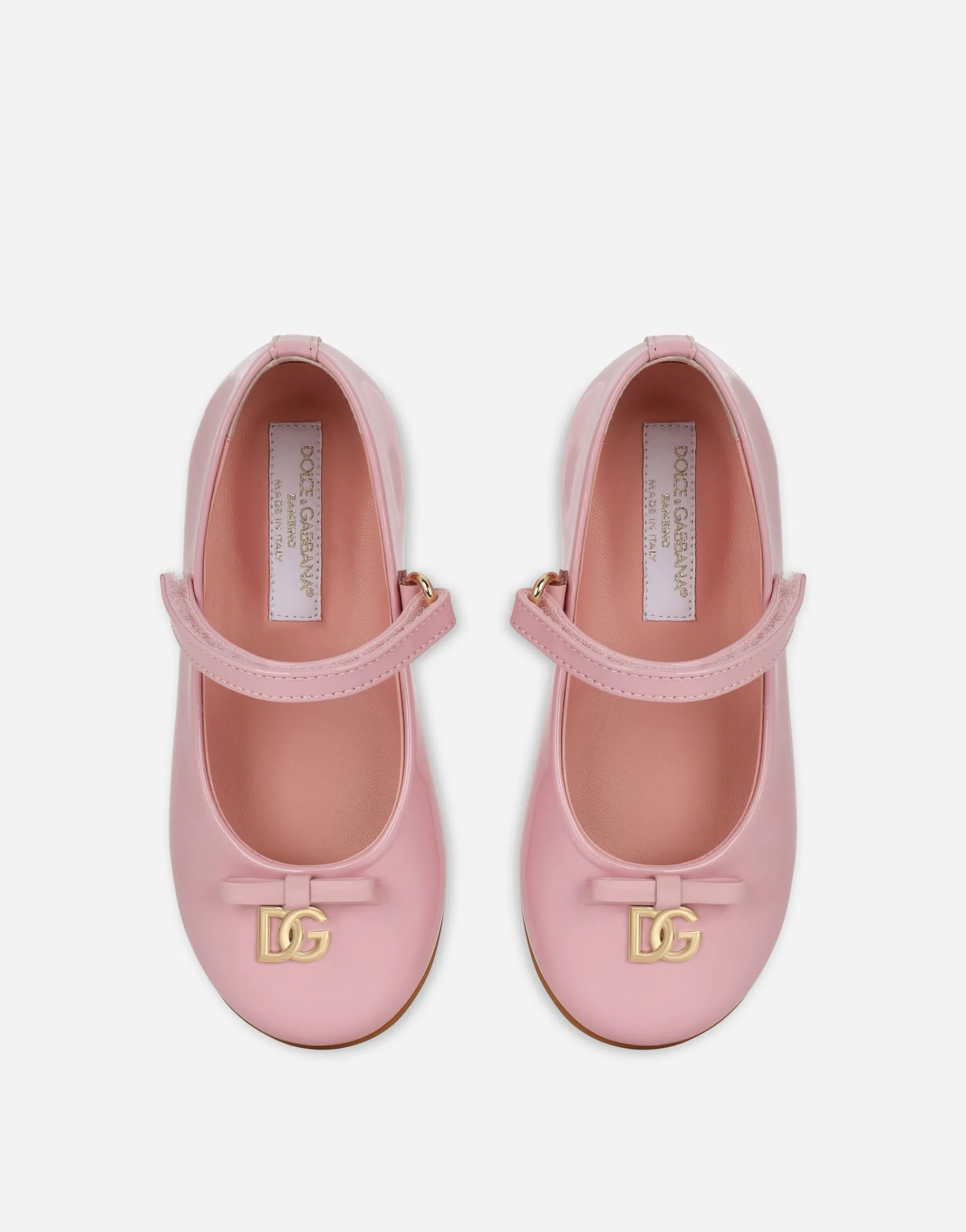 Patent leather ballet flats with metal DG logo
