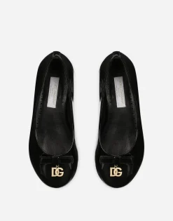 Patent leather ballet flats with metal DG logo