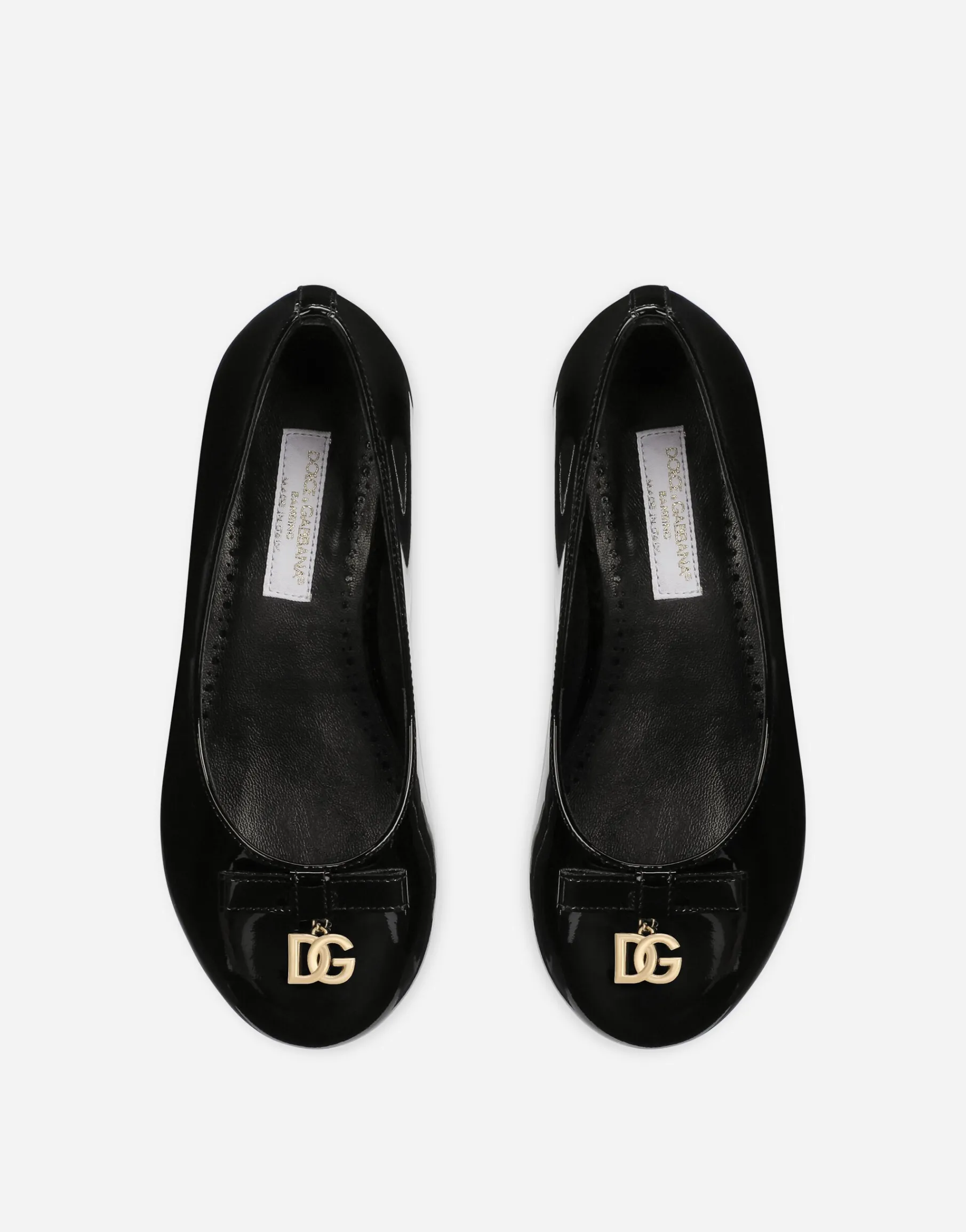 Patent leather ballet flats with metal DG logo