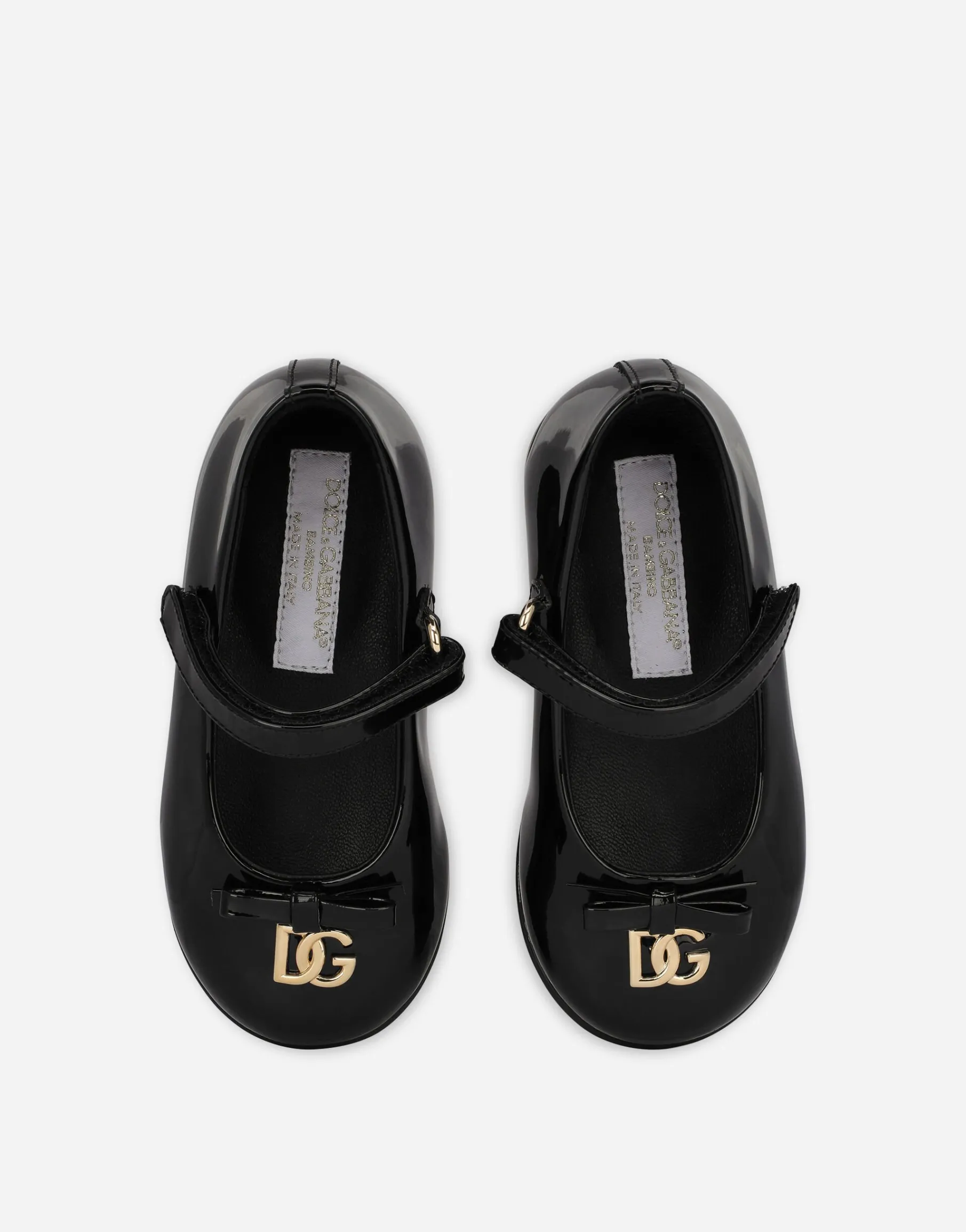 Patent leather ballet flats with metal DG logo