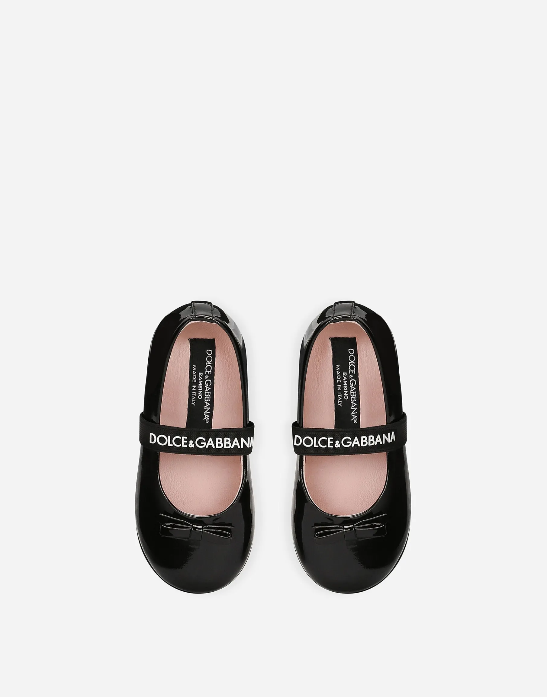 Patent leather ballet flats with bow